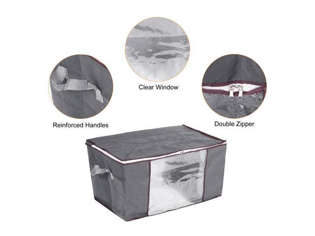 Clothes Storage Bag with Reinforced Handles 4pcs, Clothes Storage Bins Foldable Closet Organizers for Comforters, Blankets, Clothing, Bedding with...