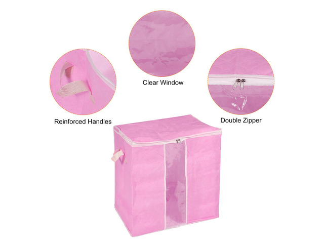 Foldable Clothes Storage Bags with Reinforced Handle 6pcs, Clothes Storage Bins Comforters Storage Bag for Clothes, Bedding, Blankets-Pink