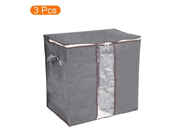 Clothes Storage Bag 3pcs, Closet Organizer with Reinforced Handle for Comforters, Bedding, Blankets, Clothing, Pillows, Foldable with Sturdy...