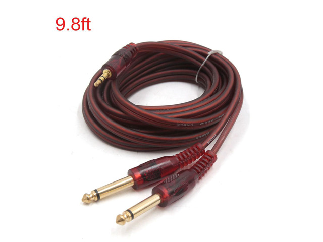 9.8ft Length 1/8 Inch Male to Dual 1/4 Inch Male TRS Car Stereo Audio Splitter Y Cable