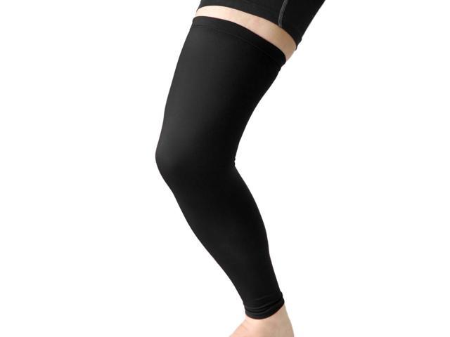 Black XL Size Long Sport Stretch Brace Leg Sleeve Knee Calf UV Protector