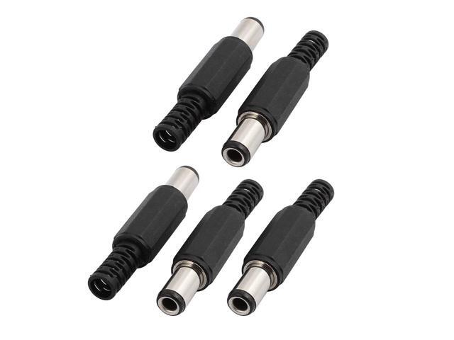 DIY Plastic Cover DC Power Male Jack Connector Black 6.5mm x 3mm 5Pcs