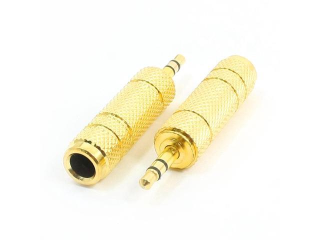 Unique Bargains Earphone Microphone 6.5mm to 3.5mm F/M Plug Adapter Connector 2 Pcs
