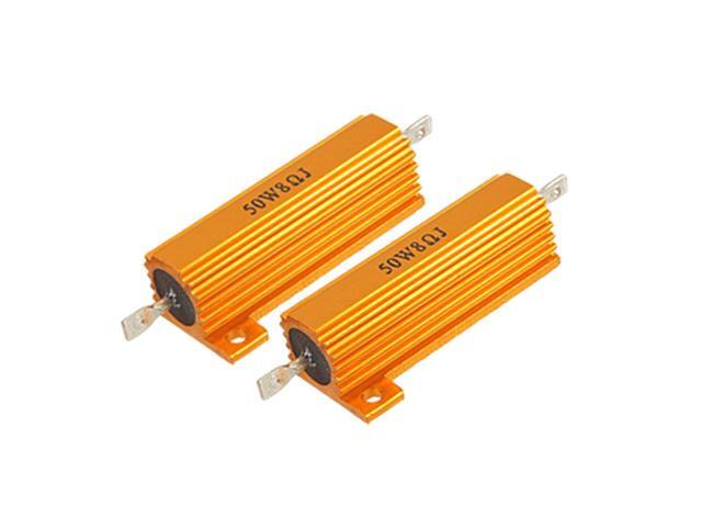Unique Bargains 50W 5% 8 Ohm Gold Tone Aluminum Housed Resistors 2 Pcs