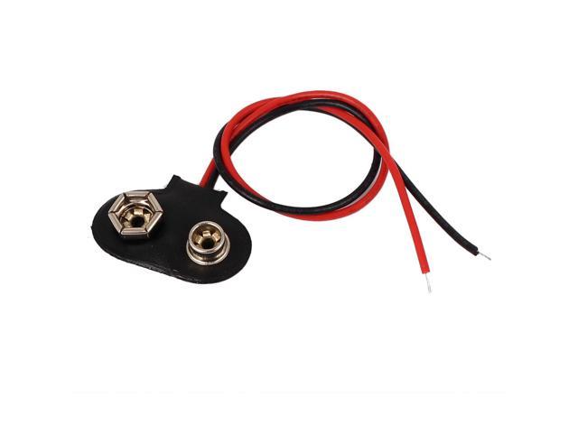 Photos - Power Tool Battery Unique Bargains 15cm Wire Black Faux Leather 9V Block Battery Clips Buckles DIY Connector 