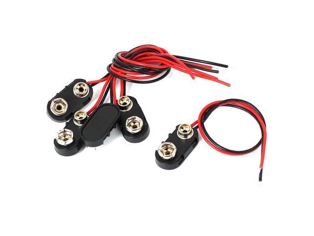 5 Pcs 9V Battery Clip I-type Connectors Cell Holder Buckle Cables 15cm 6F22