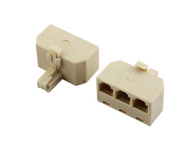 Unique Bargains 2 Pcs RJ11 Triplex Jack Telephone Cord Adapter Coupler