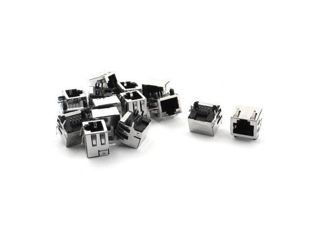 Unique Bargains 15pcs RJ45 8P8C Shielded Modular Network PCB Mount Jack Socket Port 16mm