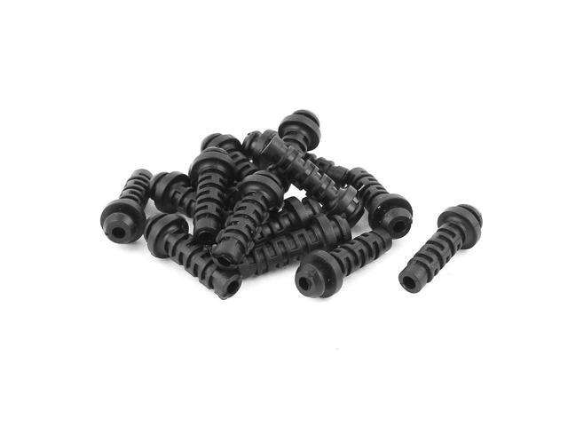 Unique Bargains 15 Pcs Rubber Strain Relief Cord Boot Protector Wire Cable Sleeve Hose 25mm Long