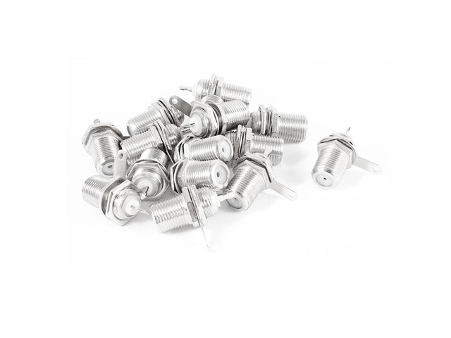 Unique Bargains 15 Pcs F Chassis Panel Mount Female Jack Solder Connector Adapter Silver Tone