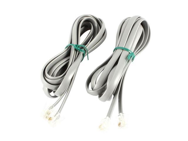 Unique Bargains Home Office Telephone RJ12 6P6C Gold Plated Connector Straight Cord 2M 6ft 2 Pcs