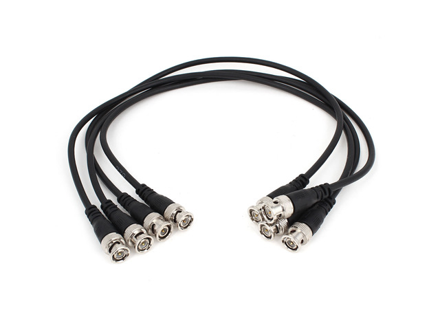 Unique Bargains CCTV Video Camera DVR Male to Male BNC Connector Coaxial Cable Black 0.5M 4PCS