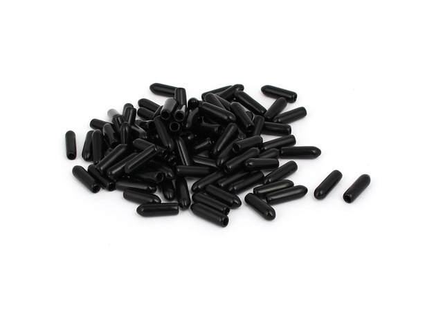 3mm Inner Dia Rubber Hose End Cap Screw Thread Protector Cover Black 100pcs