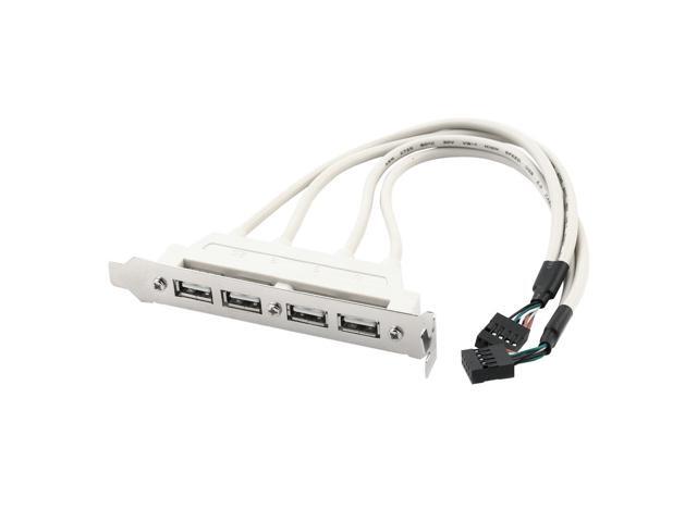 Unique Bargains PC Motherboard USB2.0 9 Pin Header to 4 Ports A Female Adapter Cable Cord Gray