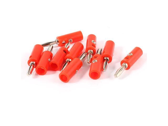 Unique Bargains 10pcs Audio Speaker Wire Cord Banana Plug Screw Connector Adapter Red 3.5mm