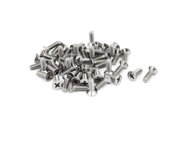 4mmx12mm Stainless Steel Phillips Drive Flat Head Fully Thread Screws 50pcs