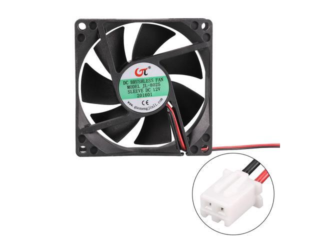DC12V 0.25A 80x80x25mm 7 Vanes Coolant Cooler Fan for Computer w 2Terminals Wire