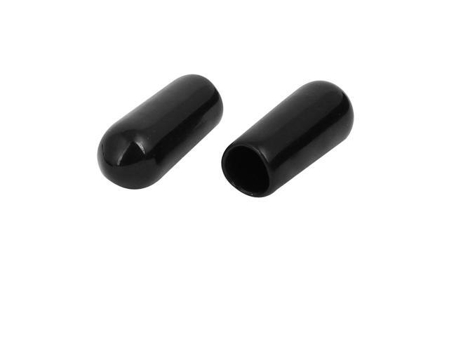 5mm Inner Dia Rubber Hose End Cap Screw Thread Protector Cover Black 100pcs