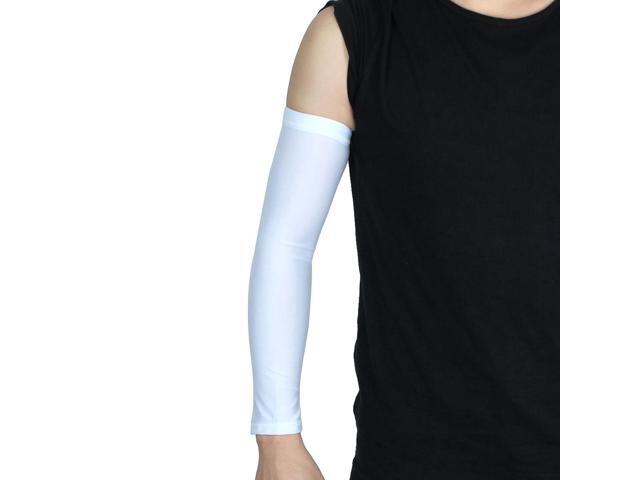 Unisex Golf Basketball Sports Sun Protection Cover Arm Sleeves White XL Pair
