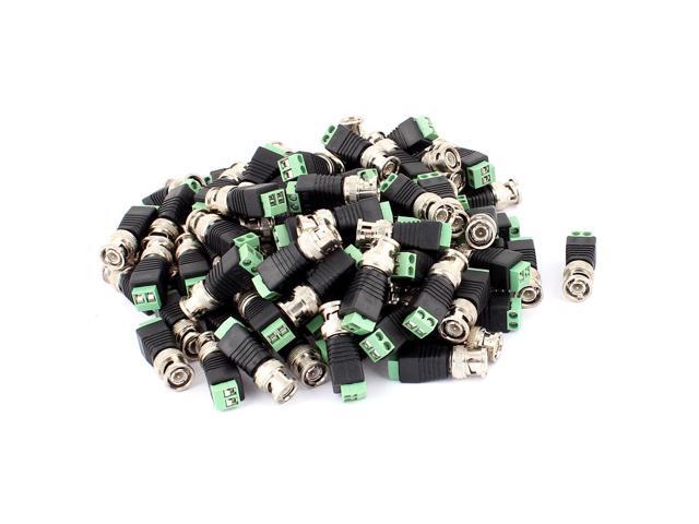 100 Pcs Screw Terminal Coaxial Cat5 to BNC Male Jack Video Balun Connector