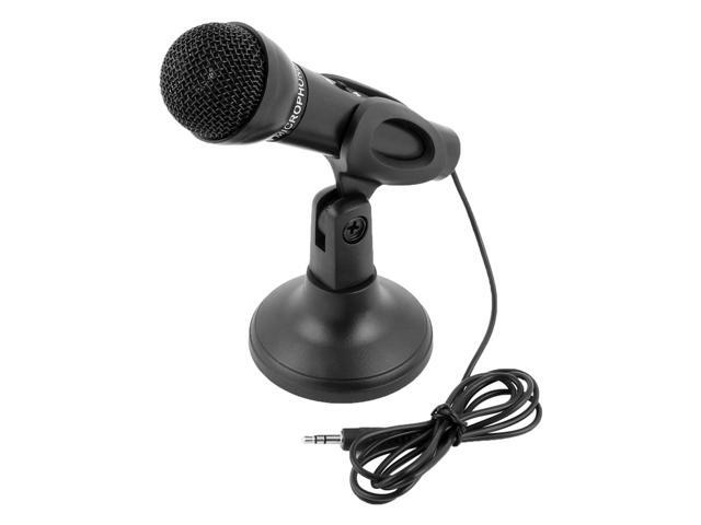 PC Computer Laptop Mini 3.5mm Studio Speech Stand Mount Microphone Mic Black