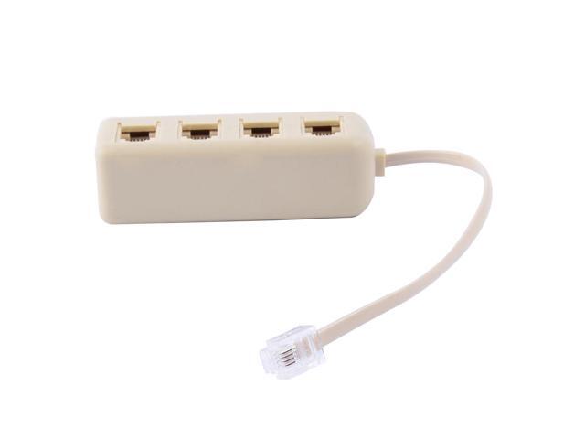 Telephone 6P4C RJ11 Keystone 1 Male to 4 Female Plug Jack Cord Adapter