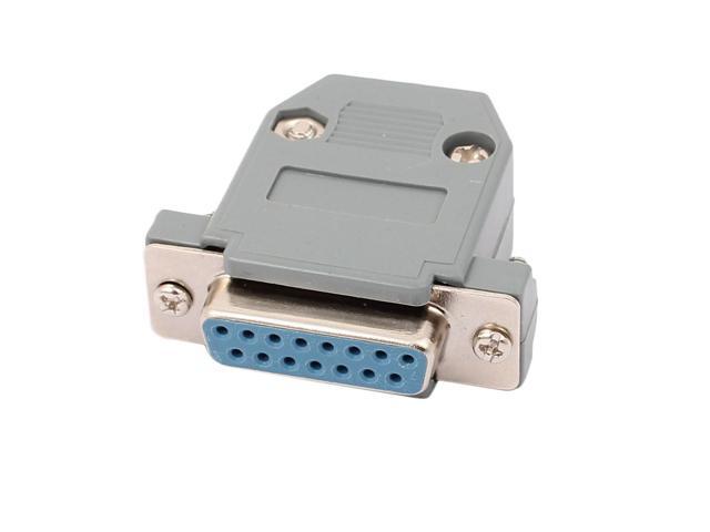 DB15 15 Pins 2 Rows Female Converter Connector Adapter w Cover Housing Assembly