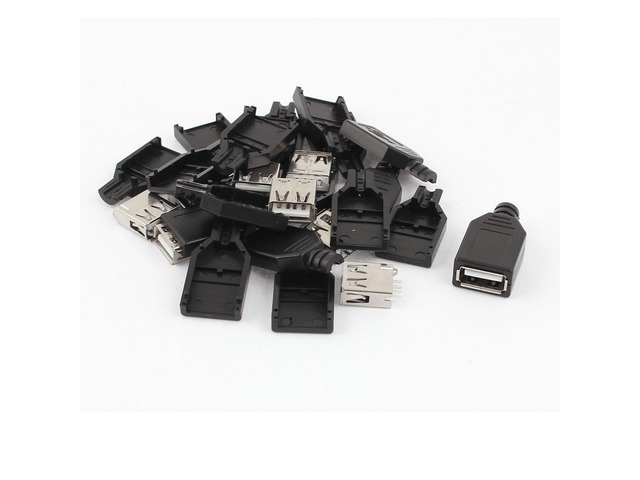 10PCS USB 2.0 Type A Female Socket Adapter Connector w Plastic Cover for DIY