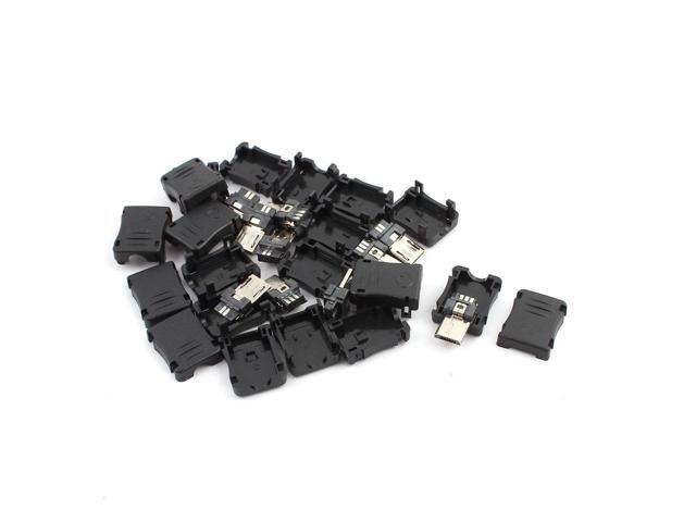10PCS 5-Pin Micro USB Type B Male Plug Connector w Plastic Cover for DIY