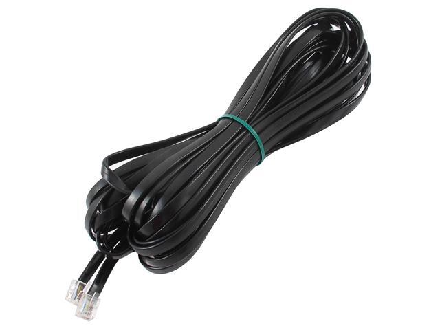 Unique Bargains 33Ft Length 6P6C RJ11 Telephone Extension Fax Modem Cable Line Black
