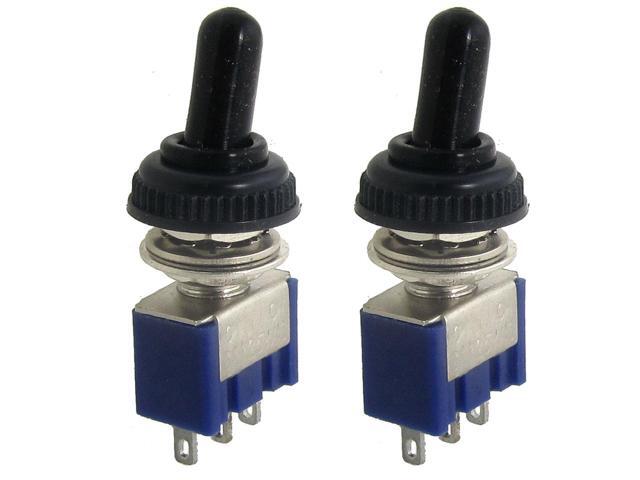 2 x AC 125V 6A 3 Terminals ON/ON 2 Position SPDT Toggle Switch w Waterproof Cap