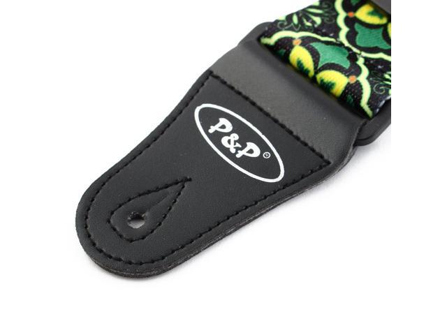 Faux Leather End National Style Adjustable Guitar Shoulder Strap Bass Belt Green
