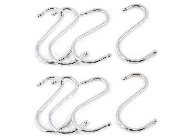8 x S Shaped Wall Door Pothook Clasps Clothes Hanging Hanger Hook Silver Tone