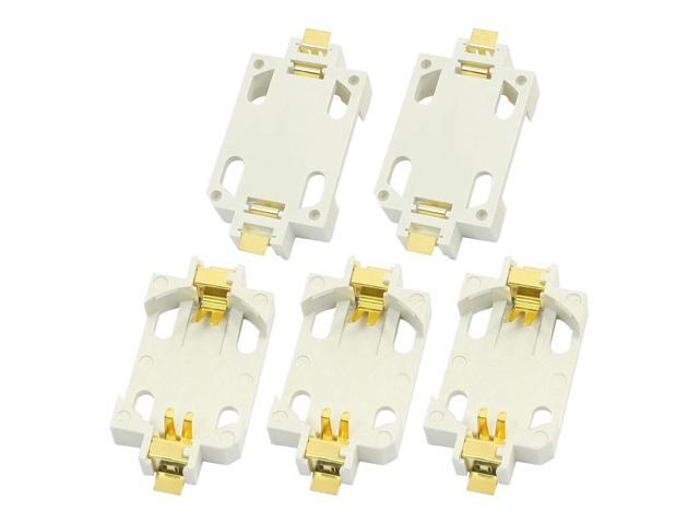 Unique Bargains 5 Pcs White Surface Mount SMD CR2032 Cell Button Battery Holder Socket Case