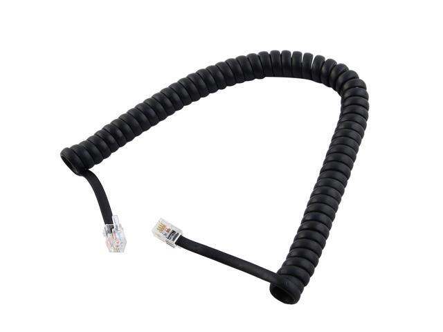 Unique Bargains Elastic Plastic Black RJ9 Telephone Modem Coil Cord