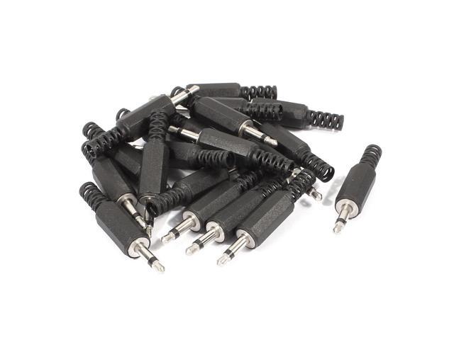 20 Pcs Black Plastic Housing 3.5mm Mono Audio Jack Headphone Connector