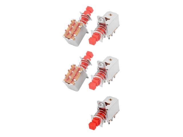 5 Pcs Red 6 Pin Latching DPDT Mini Micro Push Button Switch for Housing Appliance photo