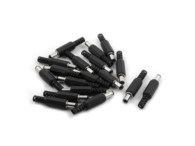 DIY Plastic Cover DC Power Male Jack Connector Black 2.1 x 5.5mm 18 Pcs