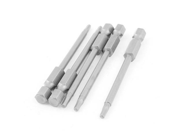 1/4' Hex Shank 2.5mm Hexagon Head Magnetic Screwdriver Bits 75mm Length 5pcs