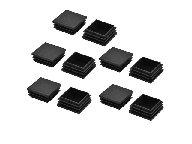 Unique Bargains 10 Pcs Antislip Plastic Square 43mm x 43mm Chair Foot Cover Table Furniture Leg Protector Black
