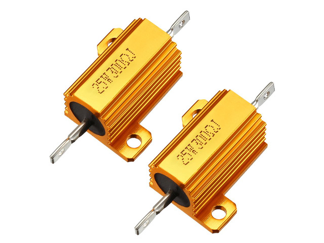 25W 300 Ohm Aluminium Housing Chassis Mount Wirewound Power Resistors Gold 2pcs