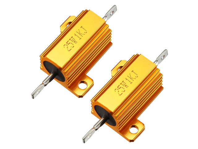 25W 1k Ohm Aluminium Housing Chassis Mount Wirewound Power Resistors Gold 2pcs