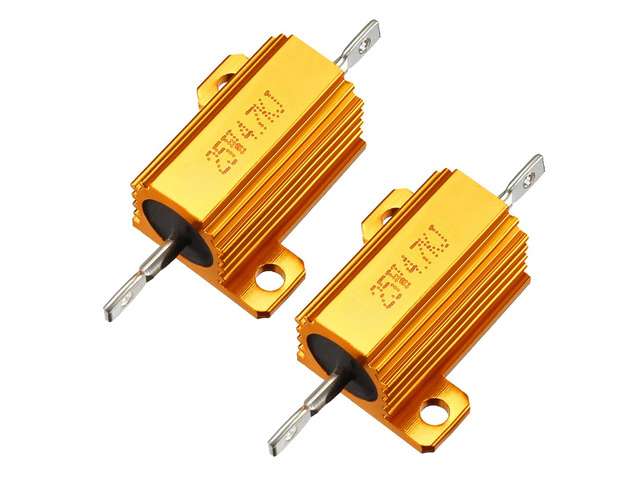 25W 4.7k Ohm Aluminium Housing Chassis Mount Wirewound Power Resistors Gold 2pcs