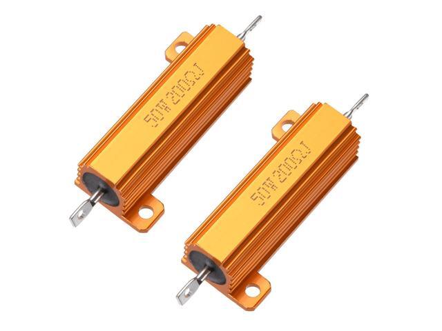 50W 200 Ohm Aluminium Housing Chassis Mount Wirewound Power Resistor Glod 2pcs