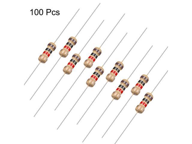 100pcs Axial Carbon Film Resistors 1k Ohm 0.25W 5%Tolerances 4 Color Bands