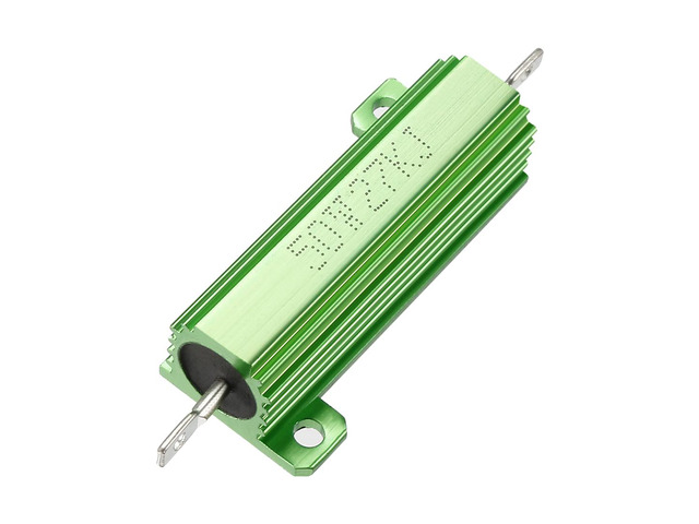 50W 27k Ohm Aluminium Housing Chassis Mount Wirewound Power Resistor Green 1pcs