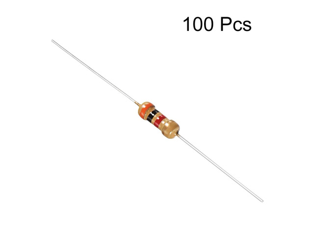 100pcs Axial Carbon Film Resistors 3k Ohm 0.25W 5%Tolerances 4 Color Bands