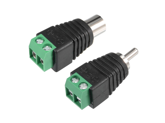 Unique Bargains 2Pcs RCA Female Male Connector to AV 2-Screw Terminal Block Audio Video Adapter CCTV