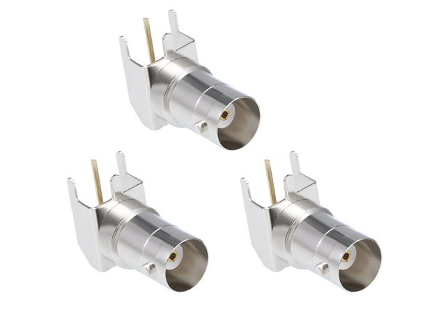 Unique Bargains 3PCS Welding BNC Female Right Angle Adapter PCB Panel Mount Coaxial RF Connector