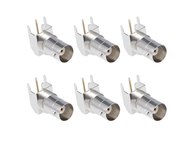 Unique Bargains 6PCS Welding BNC Female Right Angle Adapter PCB Panel Mount Coaxial RF Connector